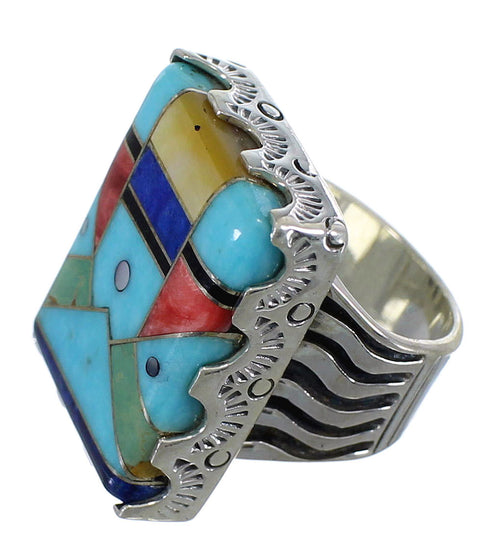 Multicolor And Silver Southwestern Ring Size 5 YX76187